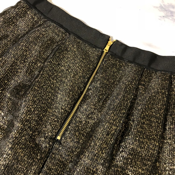 LOFT Black & Gold Mesh Overlay Pencil Skirt - Picture 8 of 8